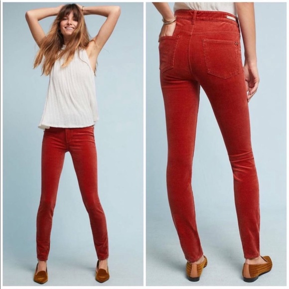 Pilcro and the Letterpress Pants - Anthropologie Pilcro Corduroy High Rise Skinny in Red